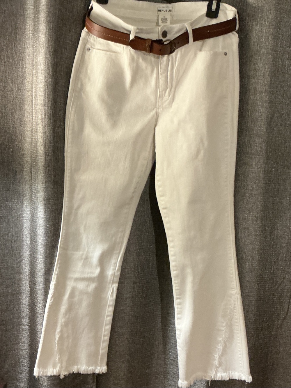 White Flare Jeans with Raw Hem β Women by Banana Republic